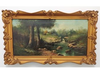 Listed Artist C T Mitchell AKA Frederic Matzow Handel Lamp Artist Original Antique Landscape Painting