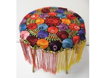 Beautiful Vintage Embroided Circular 24' Table Cover