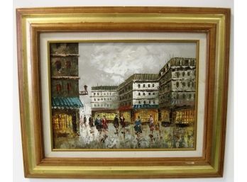 French Impressionist Cityscape With Figures Oil Painting Signed Considine