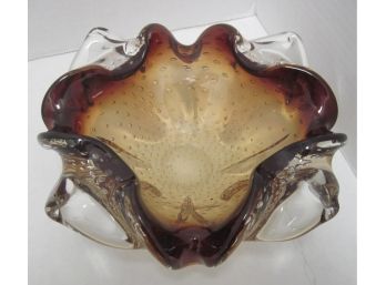 Beautiful Murano 7 1/2' Speckled Ruffled Bowl