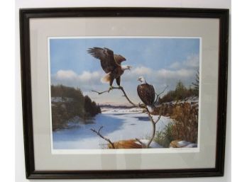 Owen J Gromme Hand Signed Limited Edition Eagles At The Dells Lithograph