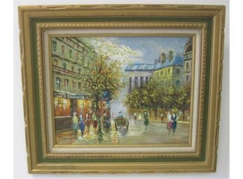 Beautiful Vintage Mid Century Impressionist Paris Street Scene Oil Painting Signed Conard