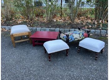 Group Of 5 Assorted Benches And Ottomans