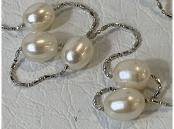 18k White Gold Necklace With Fresh Water Pearls