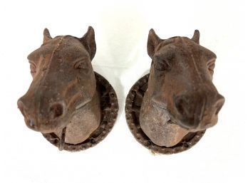 Pair Of Small Cast Iron Horse Head Mounts