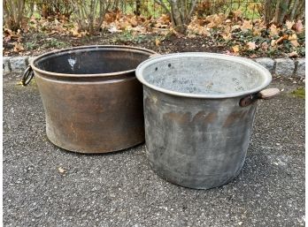 Pair Of Large Copper And One Possibly Copper Pails