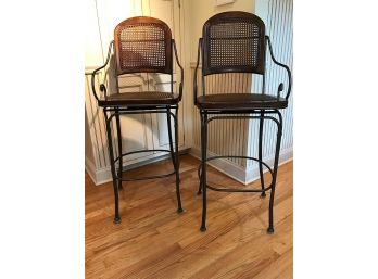 Beautiful Vintage Heavy Cane Back And Seat Stools