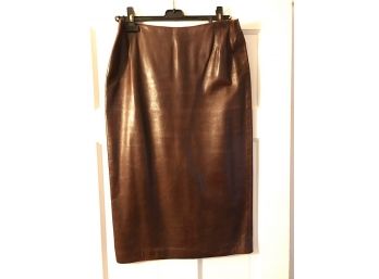 Brown Leather Skirt - Size 12