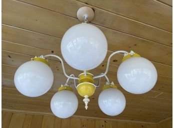 Retro Yellow/ White Ceiling Fixture W Orb Shades