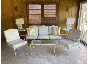 1950s Wrought Iron 4- Piece Patio Set- Yellow