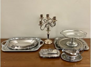 Grouping Of Vintage Silver Tone Tabletop Items