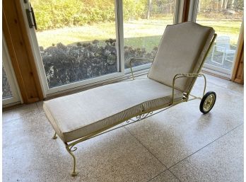 Vintage Wrought Iron Adjustable Yellow Patio/ Garden Chaise Lounge