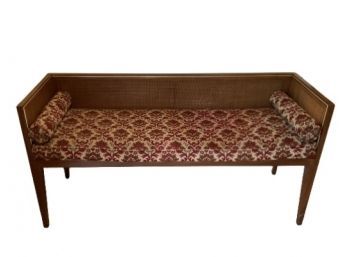 Mid- Century Wood Radiocane Upholstered Bench Settee, 1960s