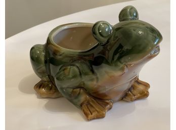 Glazed Ceramic Frog Planter