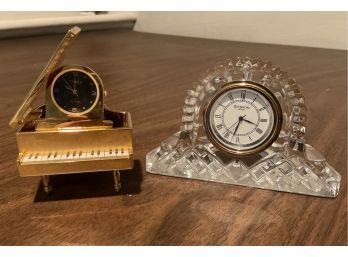 Waterford Crystal Clock, Timex Miniature Piano Desk Clock