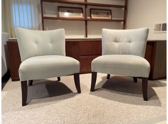 McCreary Modern Inc. Light Blue Upholstered Slipper Chairs- A Pair