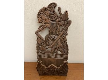 Vintage Carved Wood Wall Mail Holder