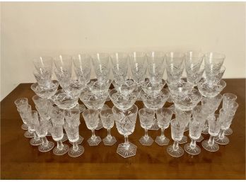 Antique Cut Crystal 54- Piece Glassware Set