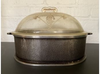 Vintage Guardian Service Hammered Aluminum Oval Roaster Dutch Oven W Glass Lid