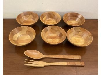 Vintage Woodcrest By Styson Teak Salad Serving Set - Japan