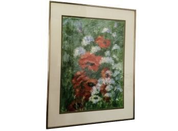 Gorgeous Floral Still Life Painting On Rice Paper, Signed S Budner