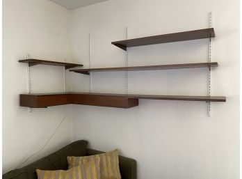 Mid- Century Wall Mounted Corner Shelving W Hidden Under Lighting