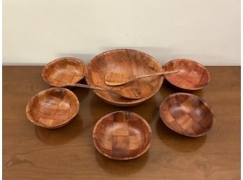 Vintage Faux Teak 8- Piece Salad Serving Set