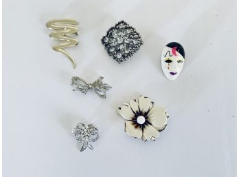 Collection Of Vintage Costume Jewelry Brooches