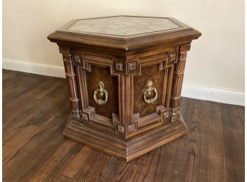 Vintage Hexagonal Mirror Top End Table