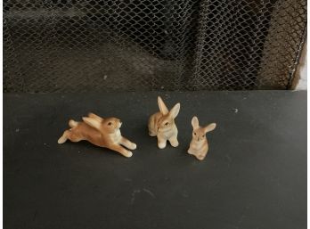 Miniature Porcelain Rabbit Figurines - Set Of 3