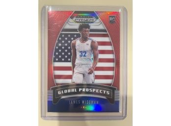 2020 Panini Prizm Global Prospects Red White And Blue James Wiseman Rookie Card #97