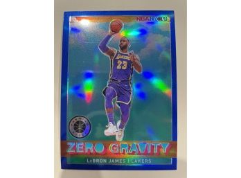 2019-20 NBA Hoops Premium Stock LeBron James Zero Gravity Blue Parallel Card #18