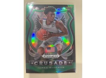 2020 Panini Prizm Crusade James Wiseman Rookie Card #82 Green Prizm