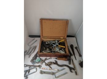 Laege Wood Box Of Vintage - Usable Tools
