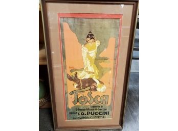 Vintage Framed Theater Poster - The Opera ' Tosca'   By Giacomo Puccini