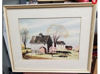 Framed Colonial Home Print Of Artwork By Wilbur Meese
