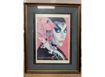 Stunning And Colorful Framed Larry Harris Mardi Gras Poster Print