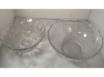 Remarkable Floral And Geometric Glass Serving Bowls