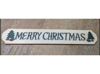 Wooden Merry Christmas Sign With Christmas Trees