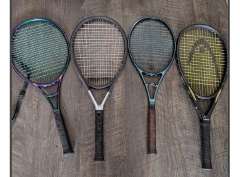 Lot Of Four Tennis Rackets -Prince Precision Graphite 700pl, Head TiS6, Wilson Sting & Head IS12 With 3 Covers