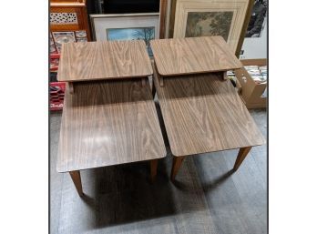 Mid Century Modern Formica End Tables - Lamp Tops With Under - Storage Section