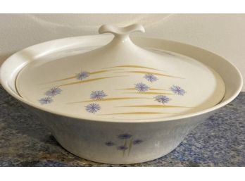 Mid Century Modern Casserole Dish With Charming Flower Bursts