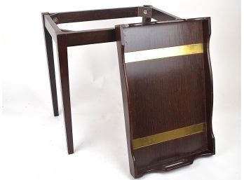 Dark Wood With Brass Tray Table With Removable Tray
