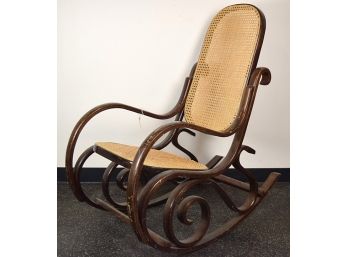 Comfortable Bentwood Rocker With Cane Seat
