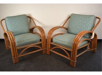 Pair Of Charming Ficks Reed Lounge Chairs
