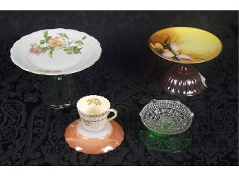 Lot Of Repurposed/Wonderful/Whimsical!  Meito, Depression Glass Ink Well, Spode, Fire King Carnival Glass