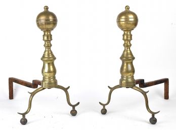 Vintage Brass And Iron Andirons