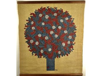 Wonderful (ala Woodstock) Mounted Vintage Printed Tree Textile Art