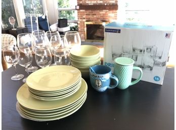 A Set Of Dishes And Glassware - Assorted