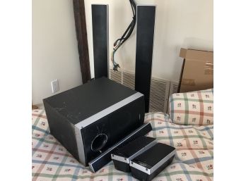 Sony Sound System For TV Includes 2 Standing, 1 Large, 1 Small Bar, 2 Small